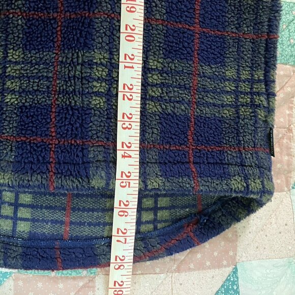 Vintage Bruzer Fleece Mens S Oversized Plaid 1/2 Zip Drawstring 90s Grandpa - Picture 5 of 7